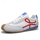 preiswerte Sneaker für Herren-weiße sportliche Herren-Sneaker mit roten und blauen Akzenten – lässig, leicht, ideal für einen aktiven Lebensstil und Outdoor-Aktivitäten