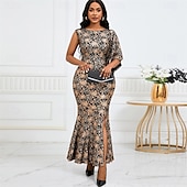 preiswerte Bodenlänge-Kleid Mutter der Braut Kleid Elegantes Boot-Ausschnitt Bodenlänges Spitzen Kurzarm mit Pailletten