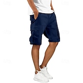 baratos Clássico-Homens Bermuda Cargo Calção Shorts de verão Com Cordão Cintura elástica Bolso multi Tecido Conforto Vestível Comprimento do joelho Ao ar livre Esporte Diário Moda Casual Preto Verde Tropa