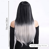 abordables Pelucas sintéticas de moda-Pelucas sintéticas Liso Natural Heterosexual Corte a capas Con flequillo Hecho a Máquina Peluca 28 pulgadas A1 Pelo sintético Mujer Clásico Cómodo Gradiente de Color Negro Blanco