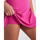 cheap Women's Tennis Dress-Women's Solid Colored Tennis Dress with Built in Shorts and Bra Sports Dress Sleeveless Cut Out Breathable Tennis Golf Pickleball Round Neck Dress Black Dark Navy Brown Tennis Clothing