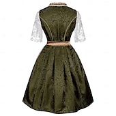 olcso Dirndl-Női Zöld Csipkés Dirndl Ruha Köténnyel és Blúzzal Oktoberfest Wiesn Sörfesztiválra
