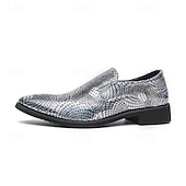 abordables Semi-formel-Chaussures à enfiler pour hommes à imprimé serpent métallisé turquoise - tendance, modernes, parfaites pour les sorties décontractées et les événements avant-gardistes