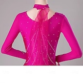 olcso Báli ruha-Társastánc Ruha Hímzés Illesztés Kristályok / Strasszok Női Teljesítmény Parti Hosszú ujj Spandex Organza