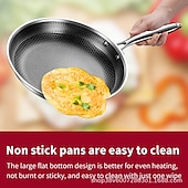 cheap Cooking Utensils-Non Stick Frying Pans, Hybrid Ceramic Stainless Steel Pan, Skillet with Stay-Cool Handle, Non Toxic, PFAS PFOA PTFE Free, Dishwasher &amp; Oven Safe, Induction, Compatible with All Cooktops