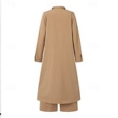abordables Ensembles chemisiers pour femmes-Femmes Actif Mode Chemisier Ensembles de Pantalons manche longue Col de chemise Couleur Unie Dubbele Rij Knopen Vacances Fête Vert Véronèse Bleu Marine Kaki Été Coupe régulière
