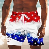  Shorts foderati patriottici con bandiera americana per uomo per il Giorno dell'Indipendenza pantaloni da spiaggia 2 in 1 costumi da bagno altezza media vacanza tasche laterali con fodera a