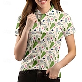Χαμηλού Κόστους Γυναικείο πουκάμισο-Γυναικεία Γραφική Πουκάμισο τένις Κοντομάνικο Στάμπα UPF50+ Γρήγορο Στέγνωμα Τέννις Γκολφ Μπάντμιντον Περιλαίμιο Polo Μπλουζάκι Μπολύζες Λευκό Ροζ Ουρανί Ρούχα τένις