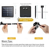 baratos Luzes solares de corda-1 Pc String Light de Fio de Cobre Solar à Prova D&#039;água Luz de Corrente de Luz Streaming Luz de Cascata 2M-200 Feixes de LED Jardim Decoração de Atmosfera para Casamento Festival Interno e Externo