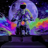 お買い得  ブラックライトタペストリー-ブラックライトタペストリー 光る暗闇 パーティー UV反応 宇宙飛行士 恐竜 水中のような不思議な自然の風景 ハンギングタペストリー 壁アート 壁画 リビングルーム 寝室