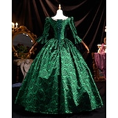 abordables Robes-ancien Rococo Renaissance Maxi Robe Normal Juliette Princesse Mariée Plissé Volanté Princesse Col rond Déguisement Femmes Halloween Carnaval Mascarade Soirée Halloween Performance Adultes