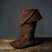 abordables Calzado-Medieval Renacimiento Zapatos Botas hasta la rodilla Botas planas de jazz Hombre Celta Pirata Víspera de Todos los Santos Mascarada Rendimiento LARP Feria Ren Adulto Zapatos
