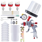 cheap Tool Accessories-Pneumatic Spray Gun Automotive High Atomization Spray Gun 10 Leave-in Pots Pressure Regulator Paint Spraying Tool 1.4/1 7/2.0mm