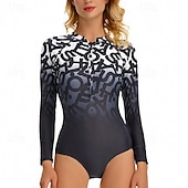 billiga Utslag-Dam Rash-guards Baddräkt UV Solskydd UPF50+ Långärmad Badkläder Baddräkt Dragkedja fram Simmning Surfing Strand Vattensport Tryckt Sommar Vår Höst