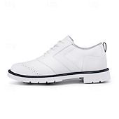 cheap Men&#039;s Golf Shoes-Men&#039;s Classic Black and White Golf Shoes with Faux Leather Upper - Versatile Design for Golf and Casual Wear