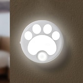 お買い得  キャビネットライト-1個の猫センサーライト充電誘導ナイトライト、人間のインテリジェント誘導センサー、パンチなし磁気吸引ナイトライト、キッチン、トイレ、廊下、ウェイクアップ照明