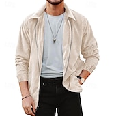 economico Giubbotti e cappotti da uomo-Per uomo Giacca Camicia Giacca di transizione Quotidiano Leggero Tasca Primavera Autunno Semplice Classico Bavero Nero Marrone Verde Beige Grigio Giacca