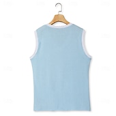cheap Tank Tops-Men&#039;s Tank Top Vest Sleeveless Shirt Sleeveless V Neck Summer Plain Fashion Classic Comfortable Street Casual Holiday White Blue Top Tee for Men