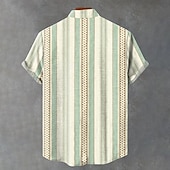 halpa Klassinen-Miesten Pellava paita Popover paita Henley-paita retro paidat Vintage paita Etninen paita Raita Loma Kausaliteetti Apila Lyhythihainen Pystykaulus Kesä Kevät Vaatetus