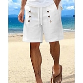 abordables Día festivo-Hombre Pantalón corto Pantalones cortos de lino Pantalones cortos de verano Pantalones cortos de playa Bolsillo Correa Cintura elástica Plano Comodidad Transpirable Corto Vacaciones Festivos Playa