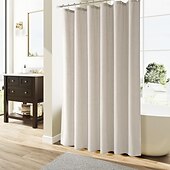 cheap Shower Curtains-Linen Feel Shower Curtain with 12 Hooks Beige Boho Farmhouse Shower Curtains for Bathroom Natural Cloth Cotton Fabric Liner