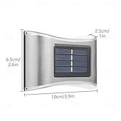 baratos Candeeiros Luzes de Exterior-Luminária de parede solar externa de aço inoxidável 6led, à prova d&#039;água, para varanda, pátio, pátio, cerca, decoração noturna, fácil instalação, decoração de jardim, luminária de parede solar externa