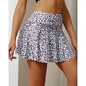 abordables Faldas y Skorts para Mujeres-Mujer Leopardo Rayas Falda casual Faldas de tenis con pantalones cortos Tobillo Alto Transpirable Tenis Golf pepinillo Negro Caqui Ropa de tenis