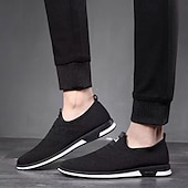 billige Slip-ons og loafers til herrer-Grå strikkede slip-on-sneakers for menn med elastisk passform – pustende, fleksible sko for løping, sport og aktiv livsstil