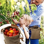 economico Attrezzatura da Campeggio-Borsa da raccolta in pelle e tela per esterni, borsa da foraggiamento nella giungla, marsupio portaoggetti da campeggio, borsa per la raccolta della frutta