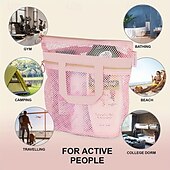 cheap Luggage &amp; Travel Storage-Beach Bag Mesh Shower Bag,Portable Shower Caddy Transparent Mesh Cosmetic and Toiletry Travel Organizer, Lightweight Mesh Sandproof Bag for Beach, Bathroom, or Gym – 3 Colors