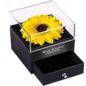 billige Kunstige planter og blomster-Solsikkekjede gave til henne med smykkeskrin med skuff, minneboks med beste ønsker, bursdagsgave til kvinner, jenter, mamma, venner