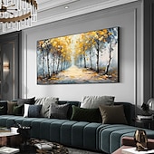 cheap Landscape Paintings-Handmade Original Forest Trail Oil Painting On Canvas Abstract Tree Scenery Wall Art for Home Decor With Stretched Frame Without Inner Frame Painting