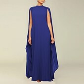 economico Matrimonio Informale / Di Giorno-Abiti A-Line Quinceanera elegante abito formale matrimonio lunghezza al pavimento maniche lunghe scollo alto chiffon con pieghe