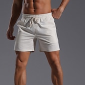 economico Classico-Per uomo Shorts Shorts di Lino Pantaloncini Estivi Shorts da Spiaggia Tasca Coulisse Elastico in vita Semplice Comodità Traspirante Corto Vacanza Ferie Spiaggia Hawaiano Boho Nero Bianco