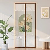 cheap Window Screen &amp; Door Screen-Flowers Magnetic Screen Door Heavy Duty Screen Door Mesh with Magnets, Privacy Door Curtain with Full Frame Tape,Automatical Closure, Easy Install