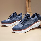 economico Sneakers Casual-scarpe da ginnastica da uomo blu in maglia con lacci, design elegante e suola ammortizzata per camminare, correre e l'uso quotidiano