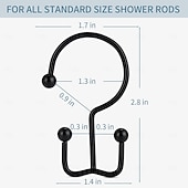 cheap Shower Curtains-Shower Curtain Hooks, 12 Pcs Shower Curtain Rings, Durable Rust Proof Black Shower Curtain Hooks, Shower Rings for Curtain, Double Glide Shower Curtain Hooks for Shower Curtain Rods