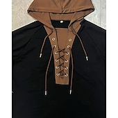 cheap Men&#039;s Casual T-shirts-Men&#039;s T Shirt Tee Short Sleeve Shirt Tee Top Short Sleeve Hooded Summer Plain Fashion Designer Basic Lace up Vacation Street Going out Apricot Black Top Tee for Men
