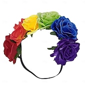 baratos Arco-íris Tudo-Orgulho Faixa de Cabeça Coroa de flores Hippie Arco-Íris Adulto Mulheres Unisexo Dia Das Bruxas Carnaval Festival de Música Parada do Orgulho Mês do Orgulho Vestir-se
