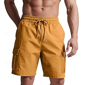 economico Classico-Per uomo Pantaloncini cargo Shorts Pantaloncini Estivi Coulisse Elastico in vita Multi-tasche Semplice Comodità Indossabile Lunghezza al ginocchio All&#039;aperto Sport Quotidiano Moda Casual Nero Giallo