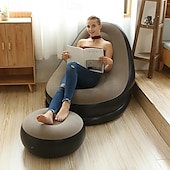 お買い得  屋外活動-フットペダル付きポータブルインフレータブルソファ - キャンプ用の快適な折りたたみ式アウトドアソファ（修復キット付き）