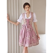 cheap Women-Oktoberfest Lace Dress Dirndl Dirndl Blouse Maid Bavarian German Munich Wiesn Women's Carnival Beer Festival Traditional Style Cloth
