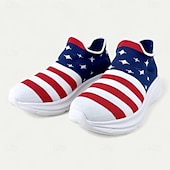 cheap Men&#039;s Sneakers-Men&#039;s Patriotic Slip-On Sneakers - American Flag Print Style for Casual Outdoor and National Holiday Wear