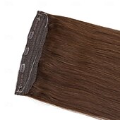 baratos Extensões de Cabelo com Adesivo-Extensões de cabelo de arame invisíveis, cabelo humano real, 20 polegadas-50g, 22 polegadas-80g, 4#, marrom, transparente, linha de peixe, clipes, apliques de cabelo humano para mulheres