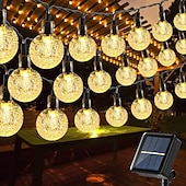 お買い得  太陽光発電-1個 屋外用ソーラーストリングライト 防水 バブルボールライト 12m-100個 LEDビーズ 中庭 庭 芝生 テラス バルコニー ヴィラ ハロウィン クリスマス フェスティバル ウェディングデコレーション ライトストリング 8つの機能