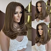 voordelige Pruiken van echt haar, met kanten voorzijde-Echt haar 5x5 Sluiting 4x13 Sluiting Pruik Gelaagd kapsel Braziliaans haar Recht Kastanjebruin Pruik 130% 150% Haardichtheid met babyhaar Natuurlijke haarlijn 100% Maagd lijmloze Pre-geplukt Voor