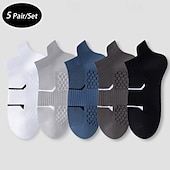 preiswerte Herrensocken-Herren 5 Paare Mehrfachpackungen Socken Laufsocken Freizeitsocken Schwarz+Weiß+Grau Schwarz*2+Dunkelgrau*2+Dunkelblau*1 Farbe Einfach Urlaub Sport &amp; Outdoor Täglich Basic Mittel Frühling Herbst Mode