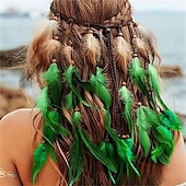 economico Accessori per acconciature-Cerchietti indiani arcobaleno boho, copricapo hippie con piume, accessori per capelli lunghi con piume regolabili per donne e ragazze