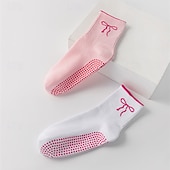 halpa Henkilökohtainen hoito ja terveys-3 paria pitäviä pilates-sukkia naisille, liukumattomat jooga-urheilusukat, pitkät puuvillaiset liukumattomat sukat silikonipisteillä, hengittävät hiljaiset barre-sukat sisätiloissa käytettäväksi