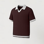 preiswerte Herren Elite Polo-Herren Polo Geschäft Lässig Umlegekragen Kurzarm Farbblock Jacquard V-Ausschnitt Weich Sommer Frühling Herbst Normale Passform Weinrot Schwarz Khaki Polo